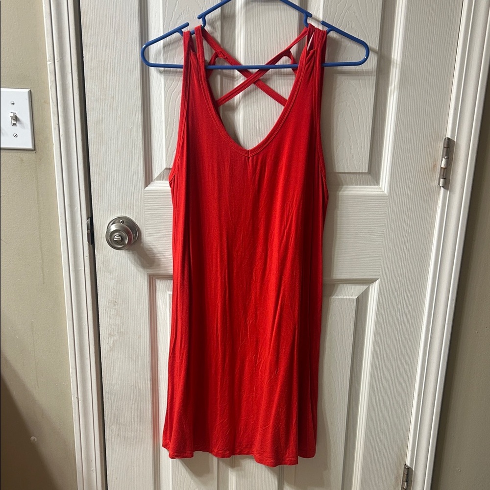 Red Sleeveless Dress with Crisscross Back